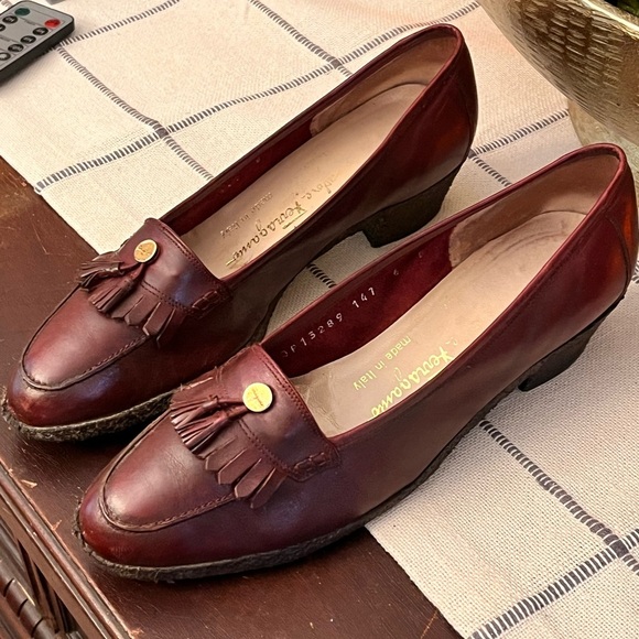 Salvatore Ferragamo Burgundy Leather Loafers W/Tassels Size 6B Vintage Vibe Chi - Picture 10 of 12